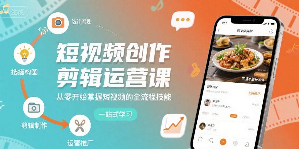 短视频创作剪辑运营课，从零开始掌握短视频的全流程技能——生财有道创业项目网-生财有道