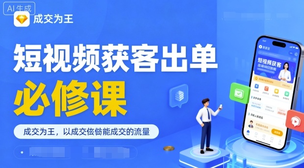短视频获客出单必修课，成交为王，以成交为导向，直接做能成交的流量——生财有道创业项目网-生财有道