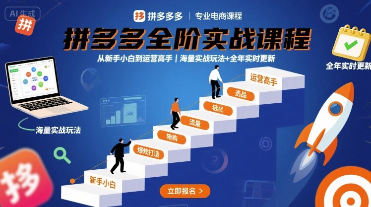 拼多多全阶实战课程，从新手小白到运营高手，海量实战玩法+全年实时更新【2025年9月更新】——生财有道创业项目网-生财有道