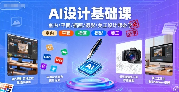 AI设计基础课，室内、平面、插画、摄影、美工设计师必学的——生财有道创业项目网-生财有道