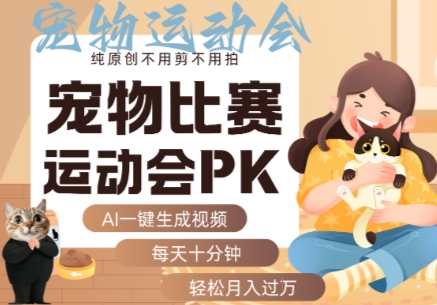 AI一键生成宠物比赛运动会PK视频，纯原创不用剪不用拍，每天十分钟，轻松月入过1W+——生财有道创业项目网-生财有道