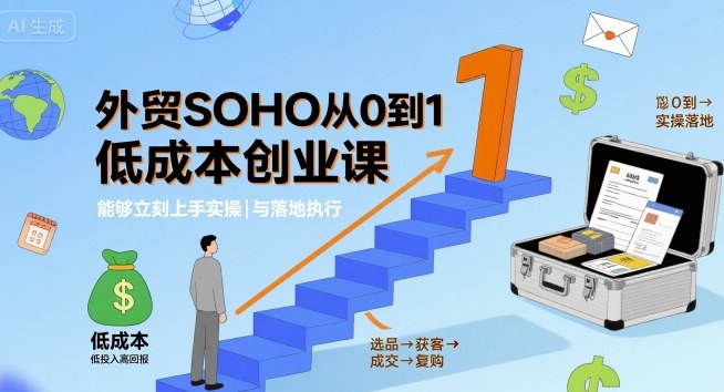 外贸SOHO从0到1低成本创业课，能够立刻上手实操与落地执行——生财有道创业项目网-生财有道