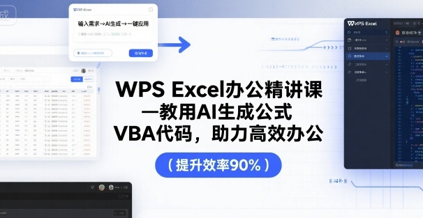 WPS Excel办公精讲课，教用 AI 生成公式，VBA 代码，助力高效办公——生财有道创业项目网-生财有道