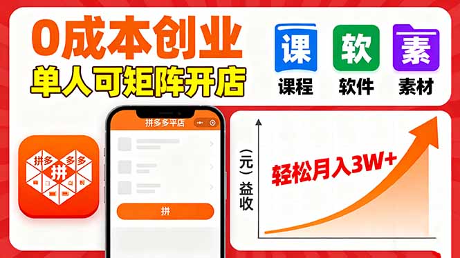 （16047期）拼多多虚拟电商，0成本，单人可矩阵开店，轻松月入3W+_生财有道创业项目网-生财有道