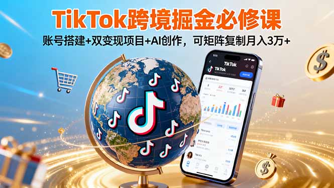 （16003期）TikTo跨境掘金必修课，账号搭建+双变现项目+AI创作，可矩阵复制月入3万+_生财有道创业项目网-生财有道