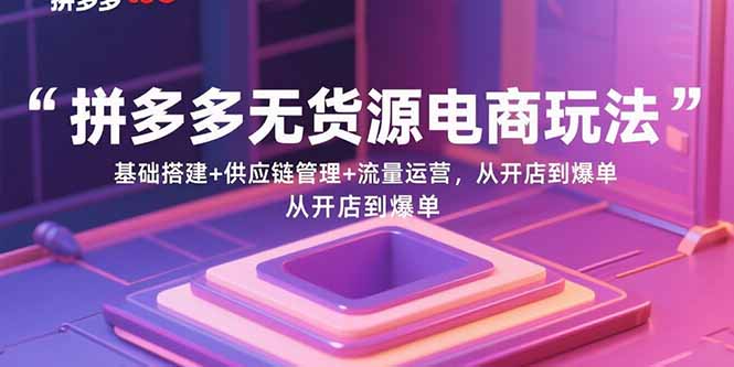 （15886期）拼多多无货源电商玩法：基础搭建+供应链管理+流量运营，从开店到爆单_生财有道创业项目网-生财有道