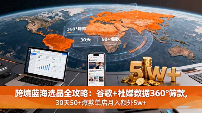 （16106期）跨境蓝海选品全攻略：谷歌+社媒数据360°筛款,30天50+爆款单店月入额外5w+_生财有道创业项目网-生财有道