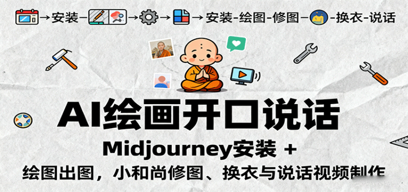 AI绘画开口说话，Midjourney安装 + 绘图出图，小和尚修图、换衣与说话视频制作_生财有道创业网-生财有道