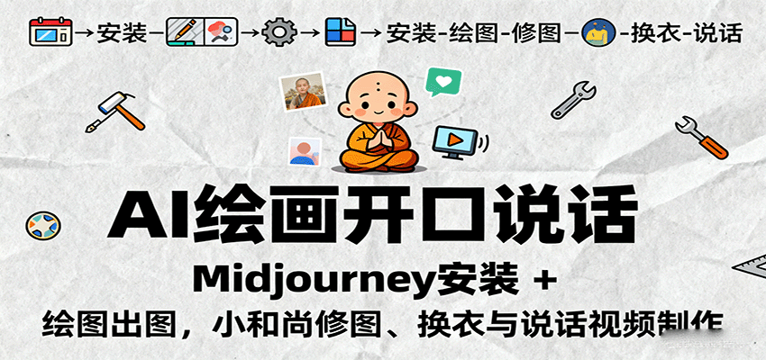 AI绘画开口说话，Midjourney安装 + 绘图出图，小和尚修图、换衣与说话视频制作_生财有道创业网-生财有道