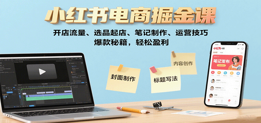小红书电商掘金课：开店流量、选品起店、笔记制作、运营技巧，爆款秘籍，轻松盈利_生财有道创业网-生财有道