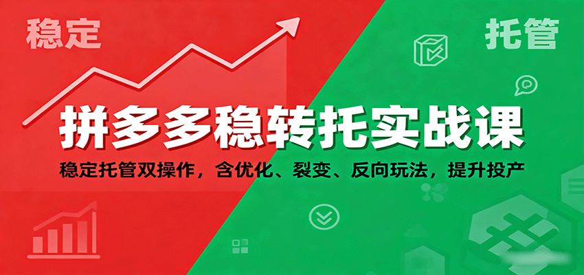 拼多多稳转托实战课：稳定托管双操作，含优化、裂变、反向玩法，提升投产_生财有道创业网-生财有道