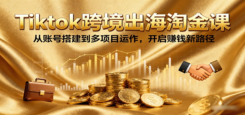 Tiktok跨境出海淘金课，从账号搭建到多项目运作，开启赚钱新路径_生财有道创业网-生财有道