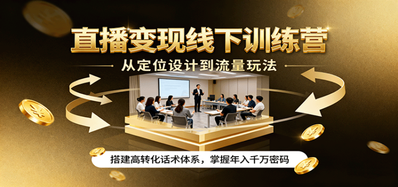 直播变现线下训练营，从定位设计到流量玩法，搭建高转化话术体系，掌握年入千万密码_生财有道创业网-生财有道