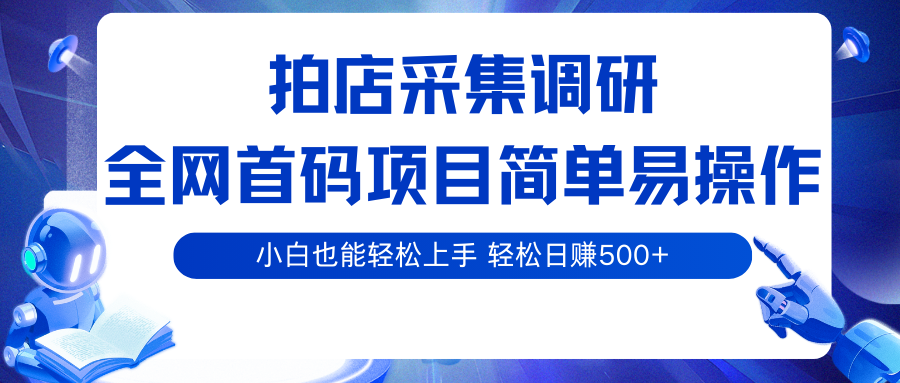 拍店采集调研，全网首码项目，简单易操作， 小白也能轻松上手，轻松日赚500+_生财有道创业网-生财有道