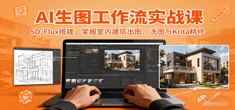 AI生图工作流实战课：SD/Flux搭建，掌握室内建筑出图、洗图与Krita精修_生财有道创业网-生财有道