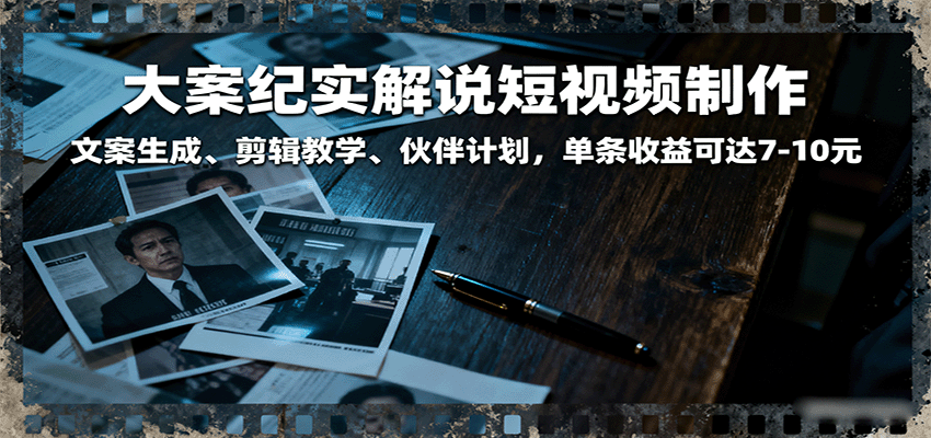 图片[1]-大案纪实解说短视频制作，文案生成、剪辑教学、伙伴计划，单条收益可达7-10元_生财有道创业网-生财有道