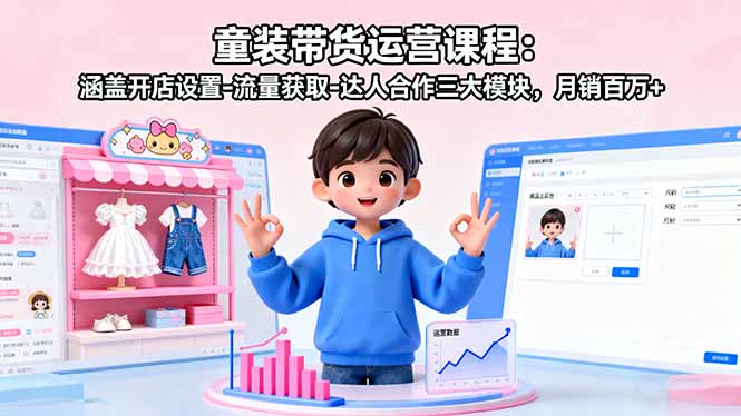 （16081期）童装带货运营课程：涵盖开店设置-流量获取-达人合作三大模块，月销百万+_生财有道创业项目网-生财有道