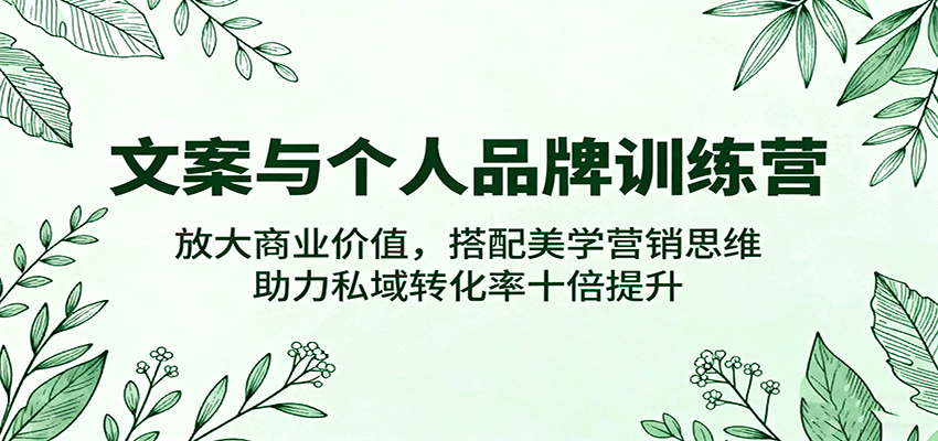 文案与个人品牌训练营，放大商业价值，搭配美学营销思维，助力私域转化率十倍提升_生财有道创业网-生财有道