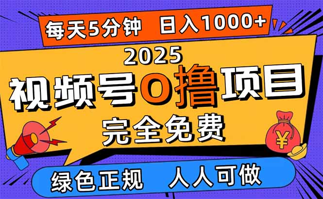 图片[1]-（16388期）2025视频号0撸项目，5分钟一个号，日入1000+，人人可做_生财有道创业项目网-生财有道
