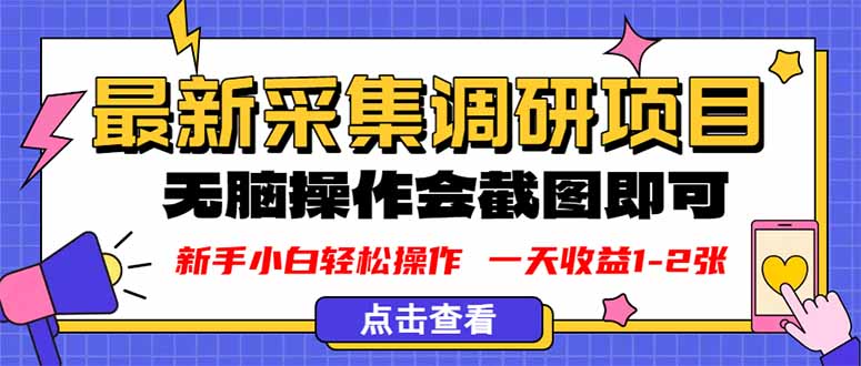 （16155期）新版采集调研项目，截图上传即可，无脑操作，日收益1-2张_生财有道创业项目网-生财有道