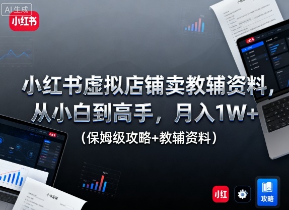 小红书虚拟店铺卖教辅资料，从小白到高手，月入1W+（保姆级攻略+教辅资料）——生财有道创业项目网-生财有道
