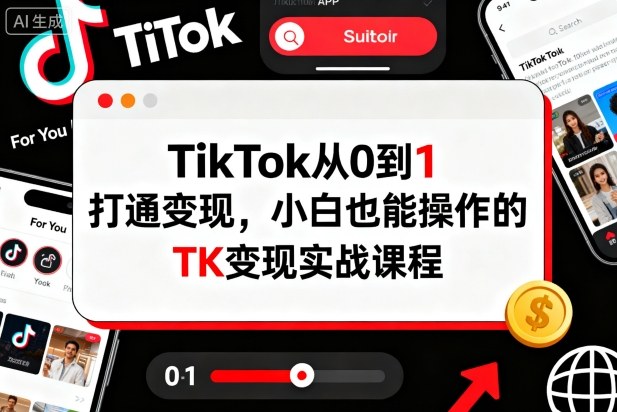 TikTok从0到1打通变现，小白也能操作的TK变现实战课程——生财有道创业项目网-生财有道
