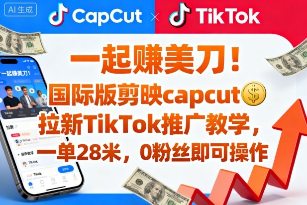 一起賺美刀！国际版剪映capcut拉新TikTok推广教学，一单28米，0粉丝即可操作（附推广入口和教学）——生财有道创业项目网-生财有道