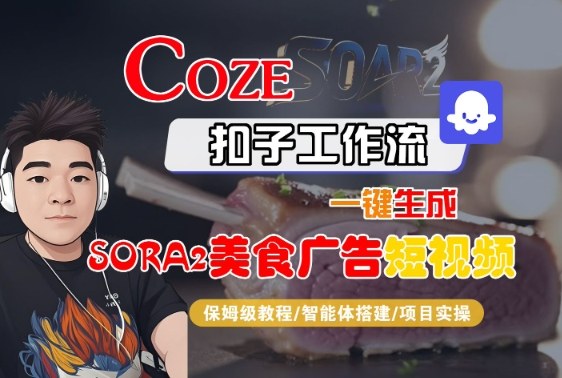 Coze扣子智能体工作流一键生成“SORA2美食广告“短视频,全流程保姆级教学——生财有道创业项目网-生财有道