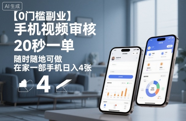 【0门槛副业】手机视频审核，20秒一单，随时随地可做，在家一部手机日入4张【揭秘】——生财有道创业项目网-生财有道