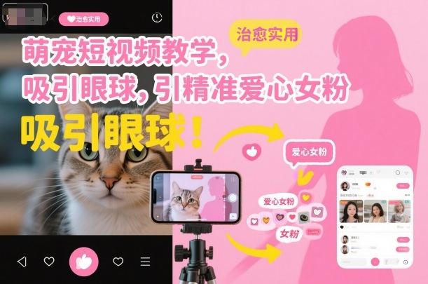 萌宠短视频教学,吸引眼球,引精准爱心女粉——生财有道创业项目网-生财有道
