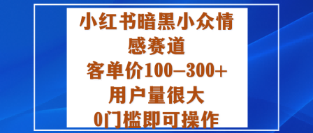 小红书暗黑小众情感赛道，客单价100-300+用户量很大，0门槛即可操作——生财有道创业项目网-生财有道