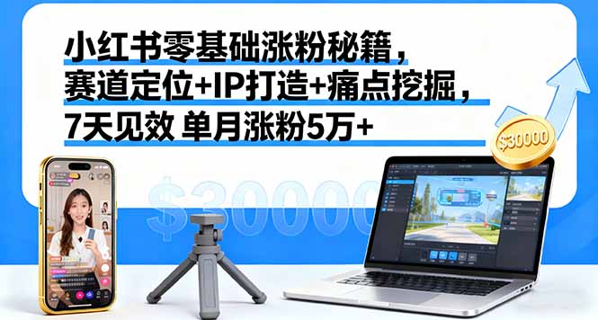 （16158期）小红书零基础涨粉秘籍，赛道定位+IP打造+痛点挖掘，7天见效 单月涨粉5万+_生财有道创业项目网-生财有道
