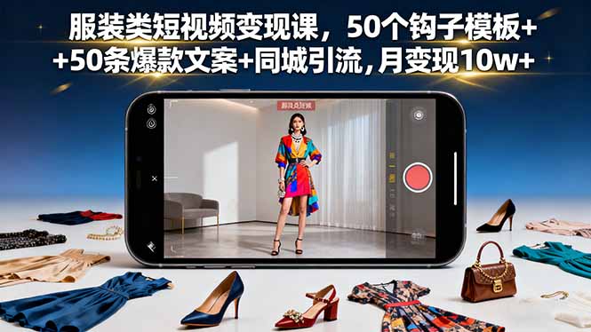 （16189期）服装类短视频变现课，50个钩子模板+50条爆款文案+同城引流，月变现10w+_生财有道创业项目网-生财有道