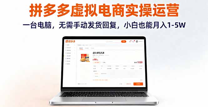 （16138期）拼多多虚拟电商实操运营，一台电脑，无需手动发货回复，小白也能月入1-5W_生财有道创业项目网-生财有道
