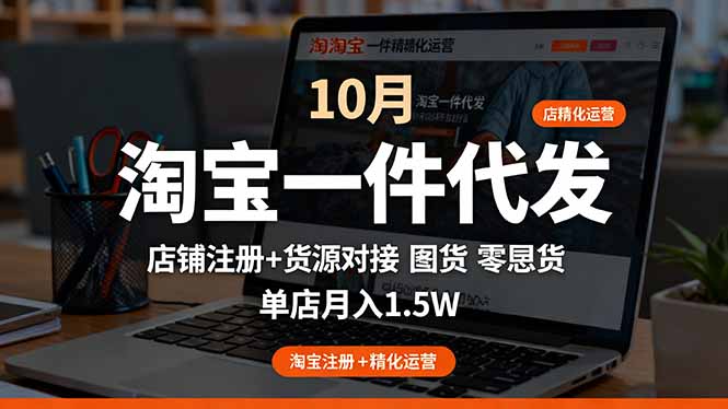 （16322期）淘宝一件代发精细化运营-10月：店铺注册+货源对接+零囤货，单店月入1.5w_生财有道创业项目网-生财有道