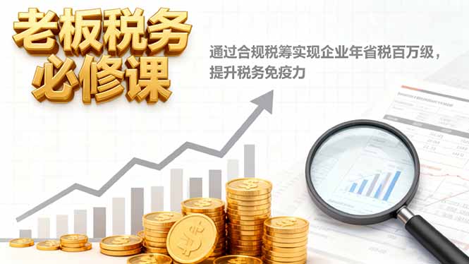 (16426期)老板税务必修课,通过合规税筹实现企业年省税百万级,提升税务免疫力_生财有道创业项目网-生财有道