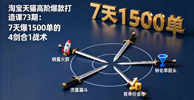 （16200期）淘宝天猫高阶爆款打造课73期：7天爆1500单的4剑合1战术_生财有道创业项目网-生财有道
