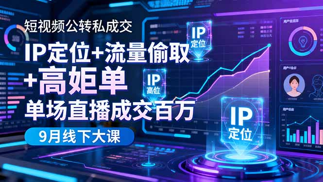 (16406期)短视频公转私成交9月线下大课,IP定位+流量偷取+高客单,单场直播成交百万_生财有道创业项目网-生财有道