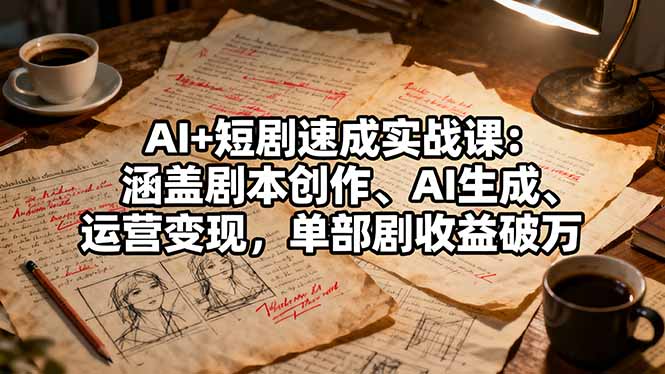 (16359期)AI+短剧速成实战课:涵盖剧本创作、AI生成、运营变现,单部剧收益破万_生财有道创业项目网-生财有道