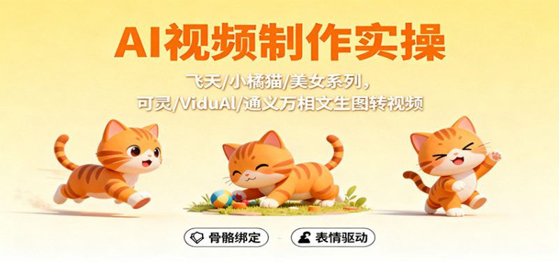 AI视频制作实操，飞天/小橘猫/美女系列，可灵/ViduAl/通义万相文生图转视频_生财有道创业网-生财有道