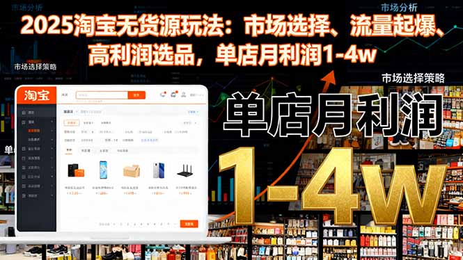 （16445期）2025淘宝无货源玩法：市场选择、流量起爆、高利润选品，单店月利润1-4w_生财有道创业项目网-生财有道