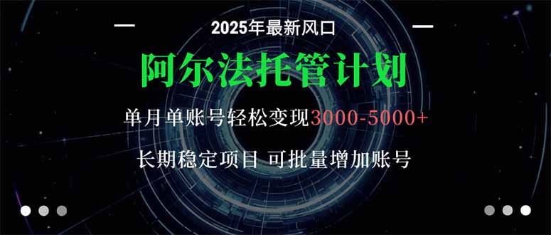 (16360期)阿尔法托管计划 单账号月入3000-5000,长期稳定项目,新手小白轻松上手。_生财有道创业项目网-生财有道
