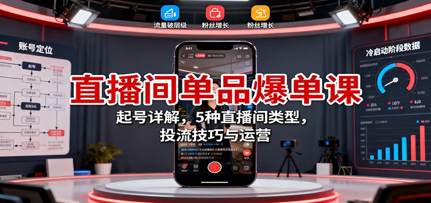 直播间单品爆单课:起号详解,5种直播间类型,投流技巧与运营_生财有道创业网-生财有道