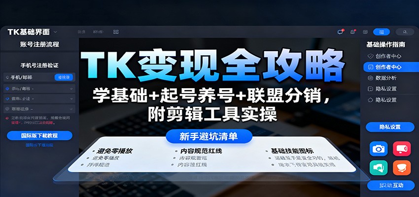 TK变现全攻略:学基础+起号养号+联盟分销,附剪辑工具实操_生财有道创业网-生财有道