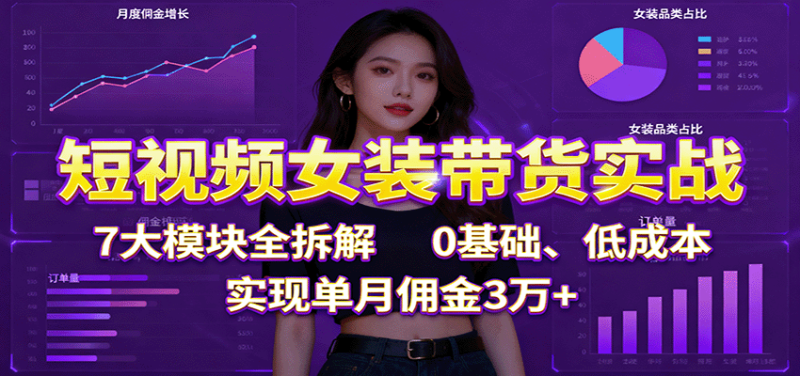 短视频女装带货实战:7大模块全拆解,0基础、低成本,实现单月佣金3万+_生财有道创业网-生财有道