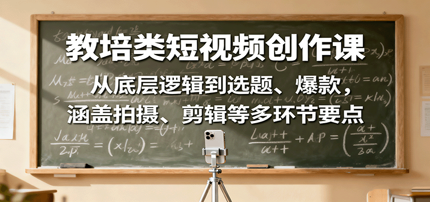 教培类短视频创作课：从底层逻辑到选题、爆款，涵盖拍摄、剪辑等多环节要点_生财有道创业网-生财有道