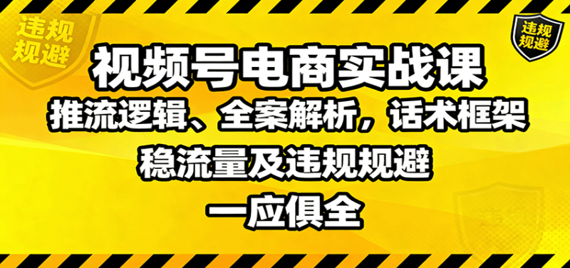 视频号电商实战课：推流逻辑、全案解析，话术框架，稳流量及违规规避等_生财有道创业网-生财有道