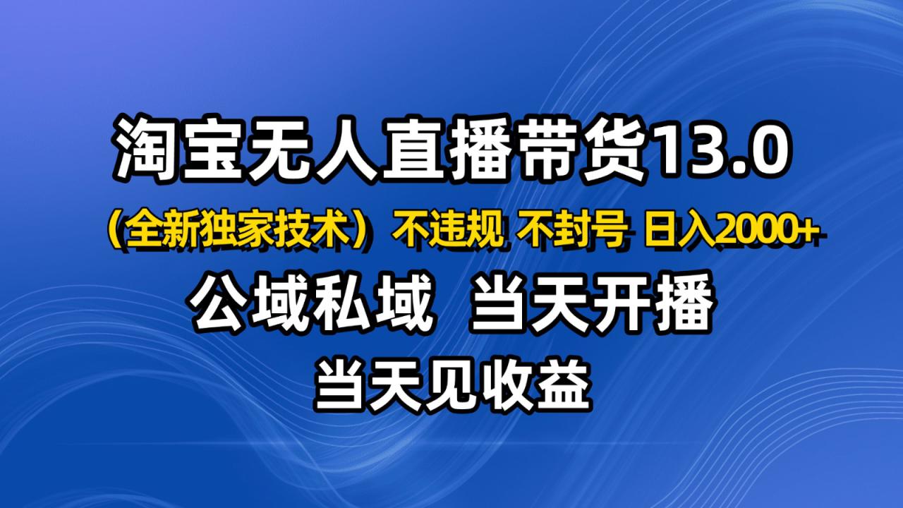 淘宝无人直播13.0，公域私域技术，不封号，不违规 布局下半年旺季赛道，日入2000+_生财有道创业网-生财有道