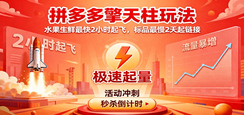 拼多多擎天柱玩法，水果生鲜最快2小时起飞，标品最慢2天起链接_生财有道创业网-生财有道