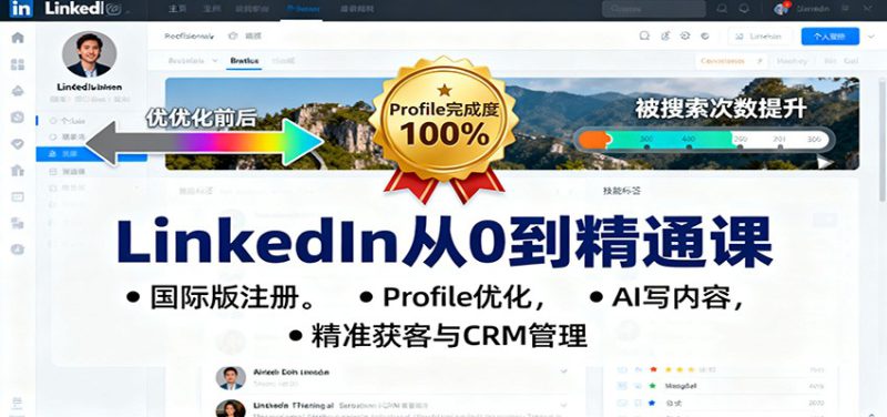 LinkedIn从0到精通课：国际版注册，Profile优化，AI写内容，精准获客与CRM管理_生财有道创业网-生财有道